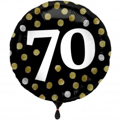 GLOBO FOIL CUMPLE 70 NEGRO 45 CM