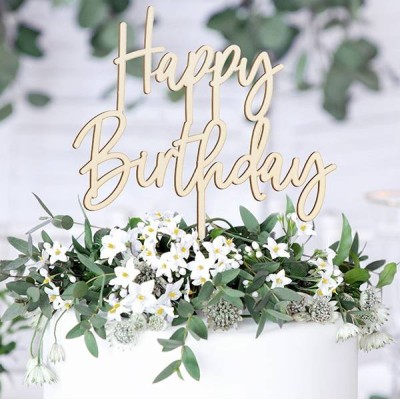 TOPPER HAPPY BIRTHDAY MADERA 16.5 CM