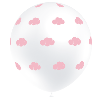 GLOBOS BLANCOS NUBES ROSAS 8 UND