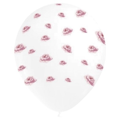 GLOBOS BLANCOS ROSAS 8 UND