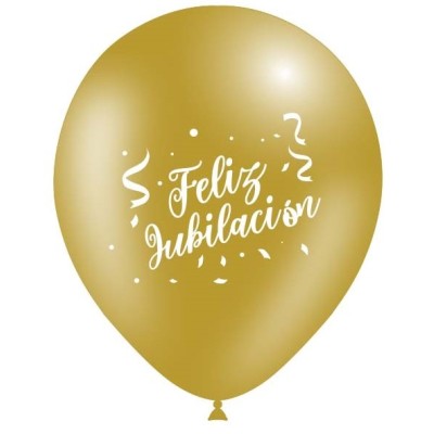 GLOBOS ORO ¨FELIZ JUBILACION¨ 8 UND