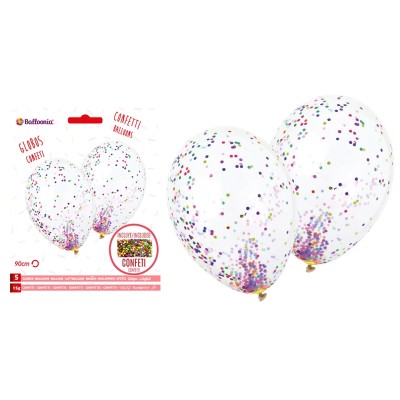 GLOBOS TRANSPARENTE CONFETTI 5 UND- BALL