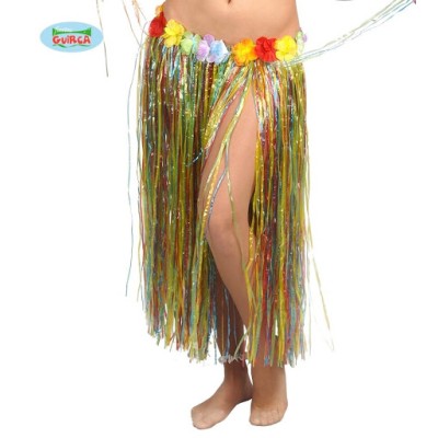 FALDA HAWAIANA FLORES 75 CM MULTICOLOR