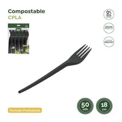 TENEDOR COMPOS. NEGROS 18 CM 50 UND