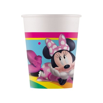 VASOS PAPEL 200ML MINNIE ARCOIRIS 8 UND