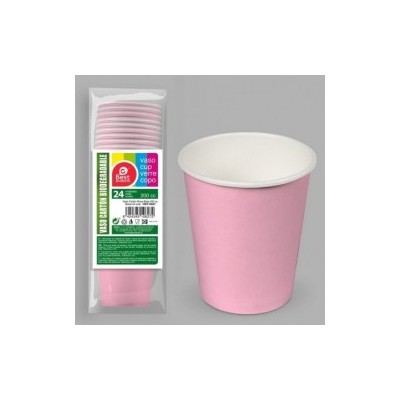 VASO CARTON ROSA BABY 200 CC S/24