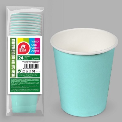 VASO CARTON AGUAMARINA 200 S/24