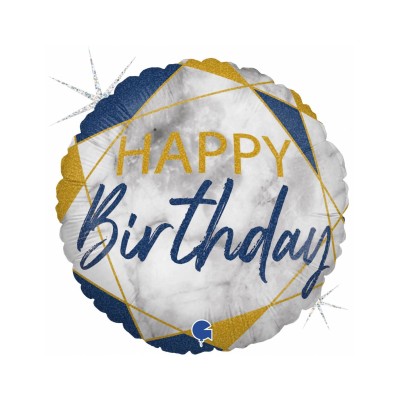 GLOBO HAPPY BIRTHDAY MARBLE AZUL 18'