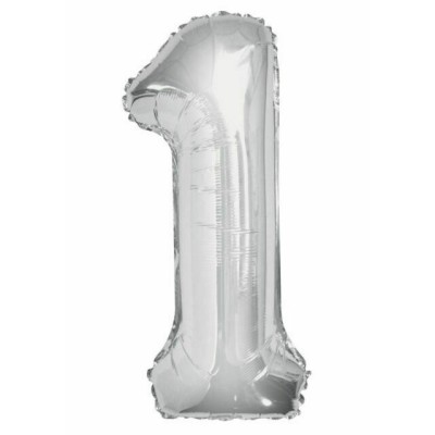 GLOBO FOIL 86 CM-PLATA N.1