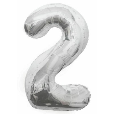 GLOBO FOIL 86 CM-PLATA N.2