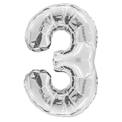 GLOBO FOIL 86 CM-PLATA N.3