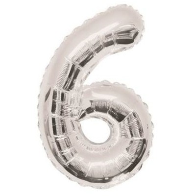 GLOBO FOIL 86 CM-PLATA N.6