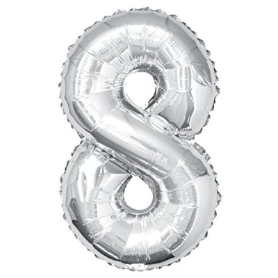 GLOBO FOIL 86 CM-PLATA N.8