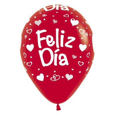 GLOBO LATEX ROJO ¨FELIZ DIA¨¨ 12 UND