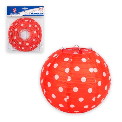 FAROLILLO REDONDO 25 CM LUNARES ROJO