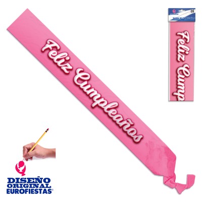 BANDA FELIZ CUMPLE ROSA