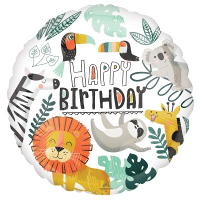 GLOBO CUMPLE ANIMALES FONDO BLANCO
