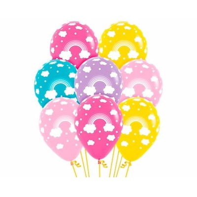 GLOBOS LATEX ARCOIRIS 30 CM 12 UND