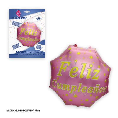 GLOBO FOIL EXAGONAL ROSA 55 CM