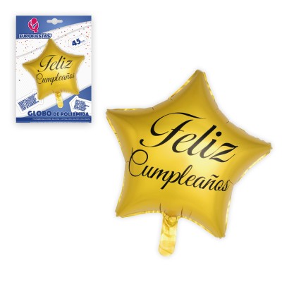 GLOBO ESTRELLA ORO ¨FELIZ CUMPLE¨