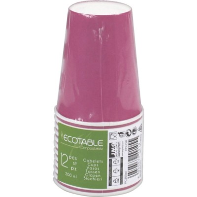 VASOS CARTON COMPOSTABLE ROSA 12 UND