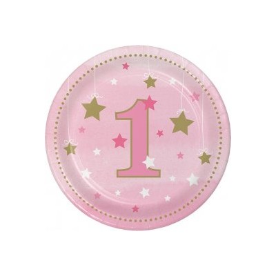 PLATO 18 CM 1ER CUMPLE NIÑA ¨ONE LITTLE STAR¨