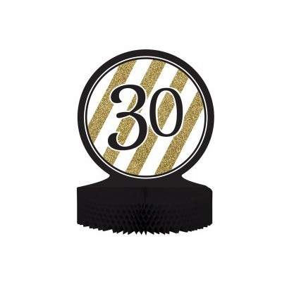 CENTRO MESA CUMPLE 30 AÑOS NEGRO Y ORO