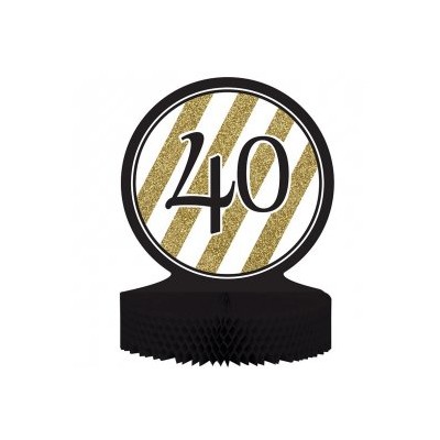 CENTRO MESA CUMPLE 40 AÑOS NEGRO Y ORO