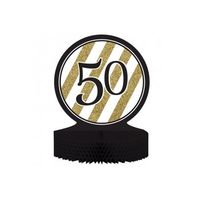 CENTRO MESA CUMPLE 50 AÑOS NEGRO Y ORO