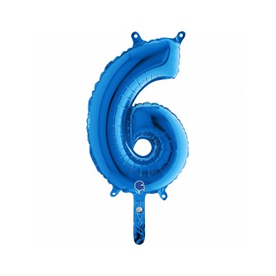 GLOBO 36 CM AZUL NUMERO 6