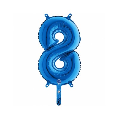 GLOBO 36 CM AZUL NUMERO 8
