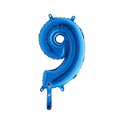GLOBO 36 CM AZUL NUMERO 9