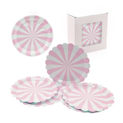 PLATOS CARTON 18 CM PASTEL ROSA 6 UND