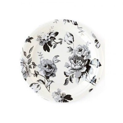 PLATOS CARTON ROSAS NEGRAS 18 CM 12UND