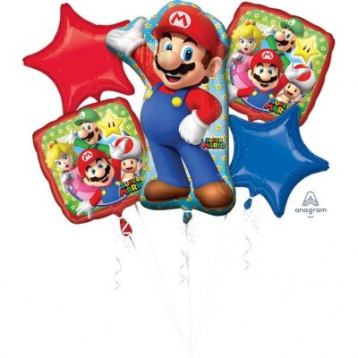 BOUQUETS 5 GLOBOS SUPER MARIO