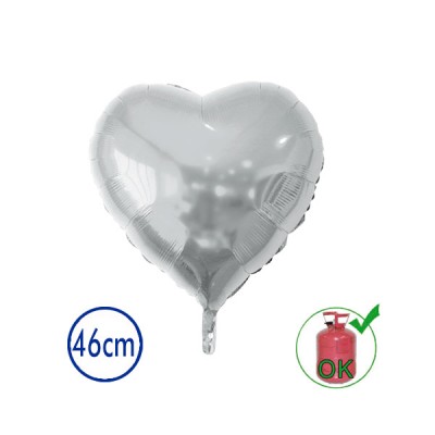 GLOBO FOIL CORAZON PLATA 46 CM