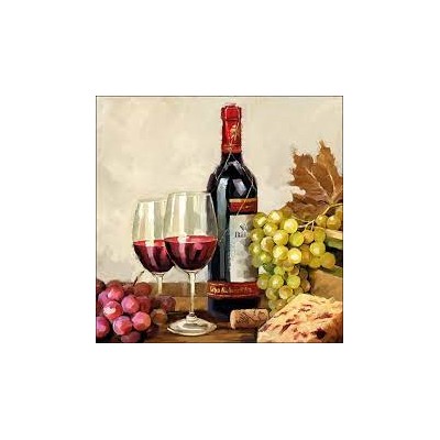 SERVILLETA VINO Y UVAS 20 UND 33 CM