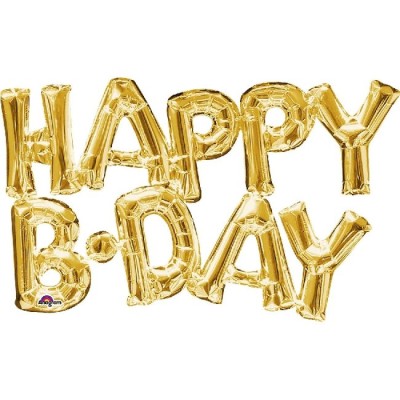 GLOBOS FRASE HAPPY B-DAY ORO