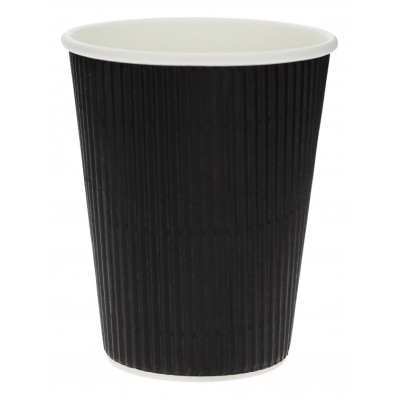 VASO PAPEL CORRUGADO NEGRO 360ML  25 UND