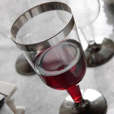 VASOS 175 CC WINE TRANSP.PLATA
