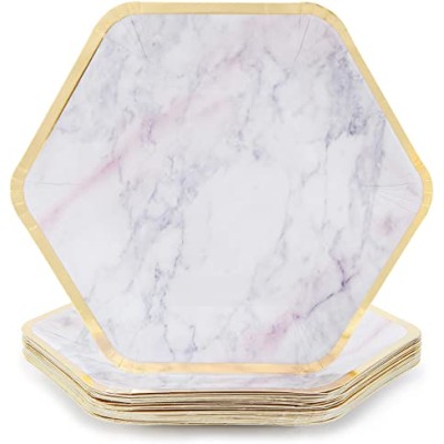 PLATO EXAGONAL MARMOL 23 CM 8 UND