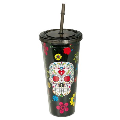 VASO CON PAJITA ¨DIA DE LOS MUERTOS¨