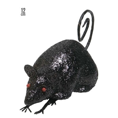 RATONCITO CON PURPURINA NEGRA' 12CM