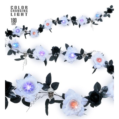 GUIRNALDA FLORES Y CALAVERA CON LUCES 1.80 MT
