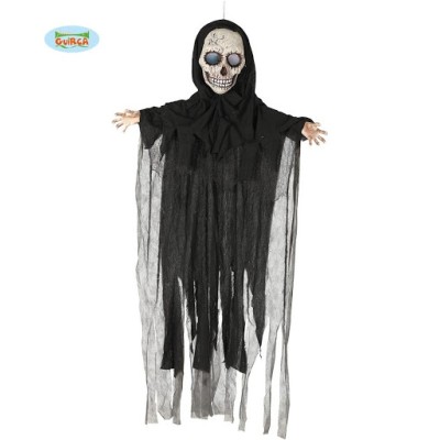 COLGANTE NEGRO CALAVERA LUZ Y SONIDO 180 CM