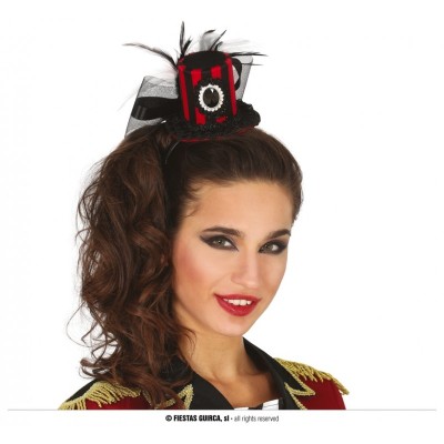 DIADEMA MINI SOMBRERO ROJA/ NEGRA