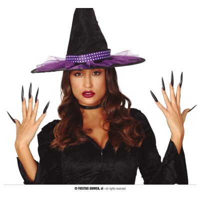 10 UÑAS NEGRAS CON ADHESIVO