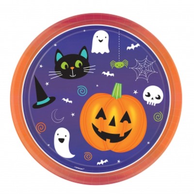 PLATOS CALABAZA INFANTIL 23 CM 8 UND