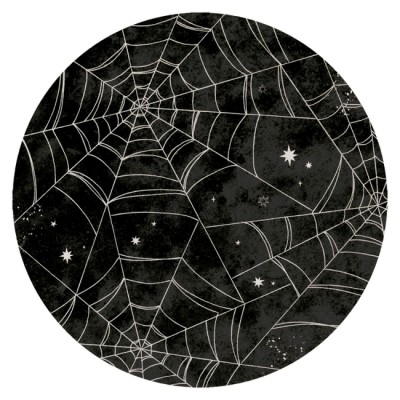 PLATOS NEGRO TELARAÑA 23 CM 8 UND