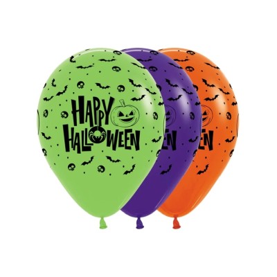 GLOBO LATEX SOLIDO HALLOWEEN 12 UND 30 CM